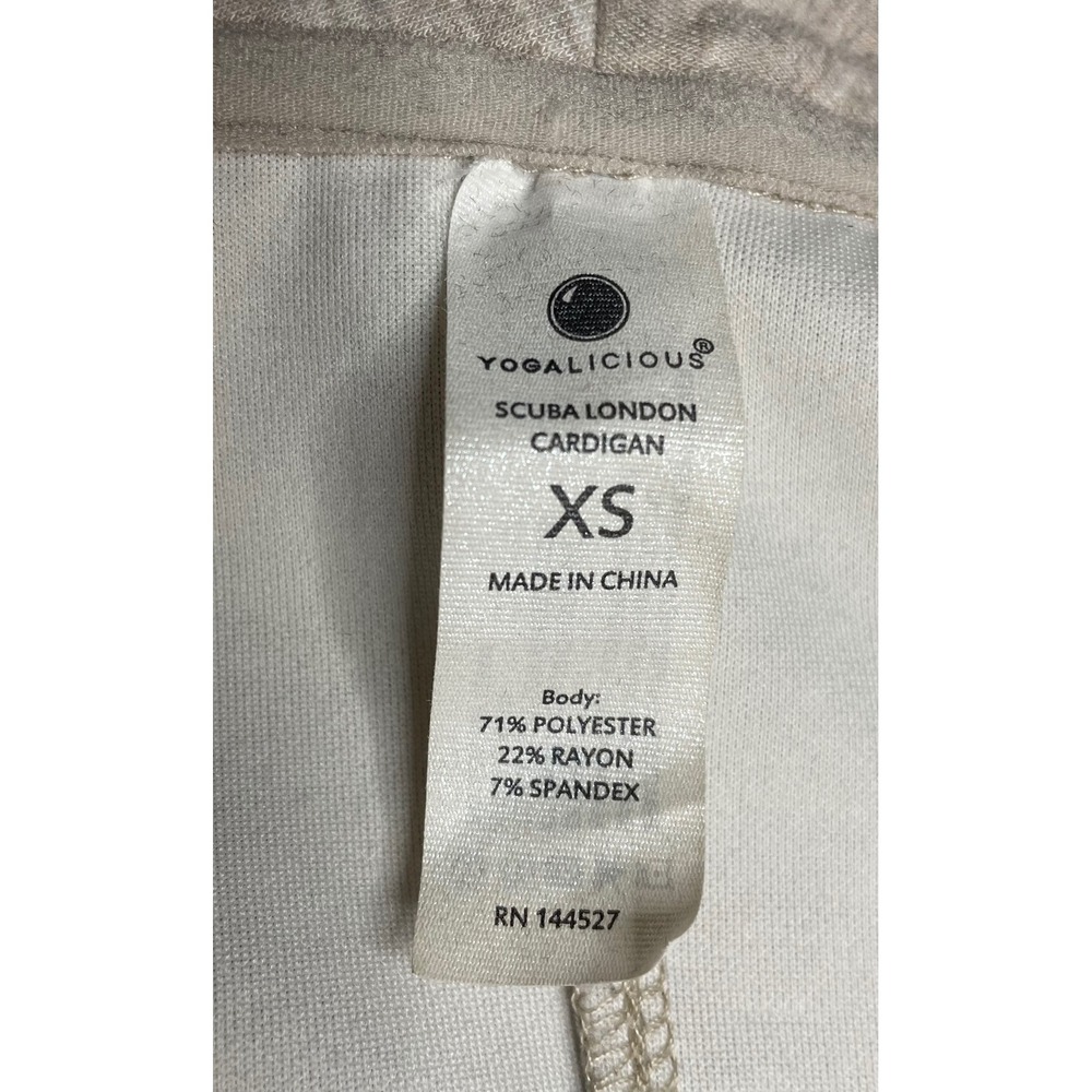 Yogalicious Scuba London Cardigan Oatmeal Heather Open Front Thumbholes XS - Picture 6 of 9